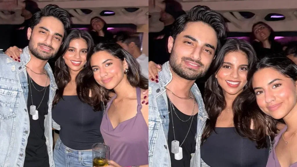 sushs 2 Suhana Khan Effortless Party Look: Chic in a Black Bodycon Top and Denim Jeans