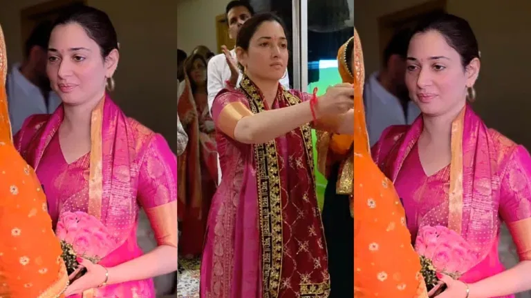Tamannaah Bhatia Navratri Elegance: South Indian Flair Meets Festive Glamour in Pink and Gold