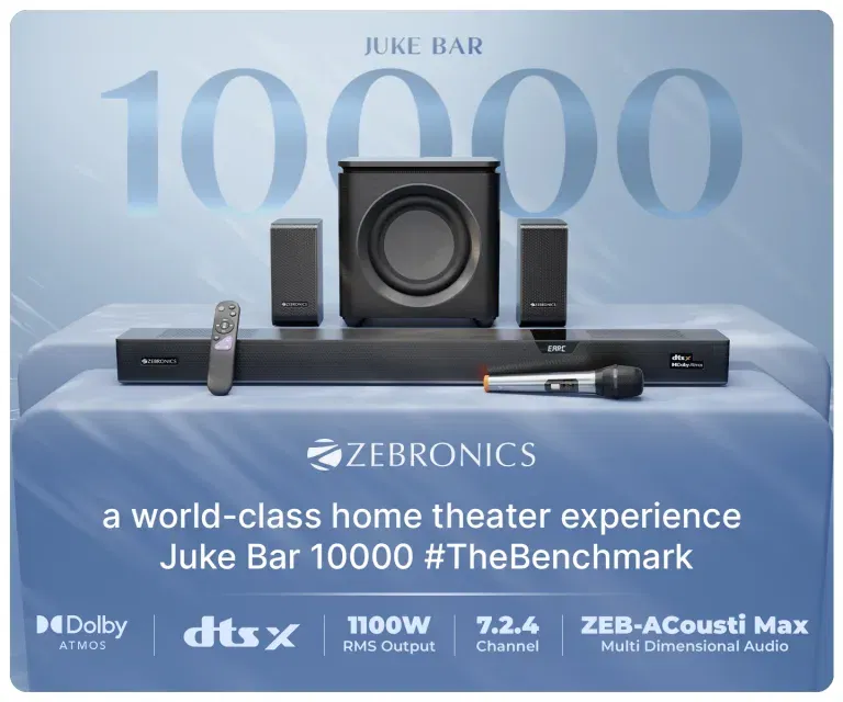 Zebronics Juke Bar 10000: India’s First 7.2.4 Surround Sound System Redefines Home Entertainment
