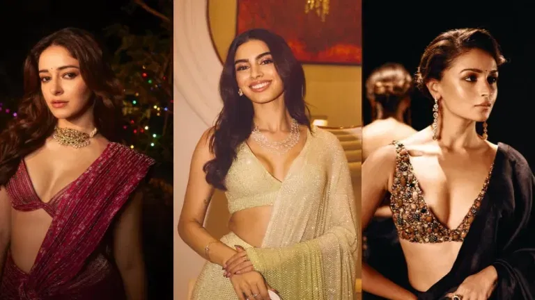 11 Plunging Neckline Blouse Designs and Styling Tips Inspired by Ananya Panday, Alia Bhatt, and More