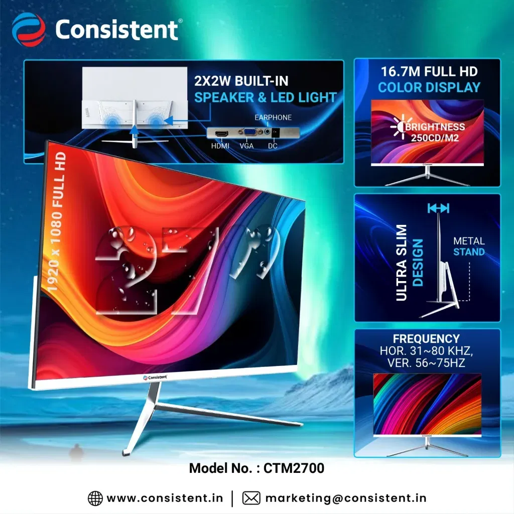 Consistent 27 inch frameless led monitor