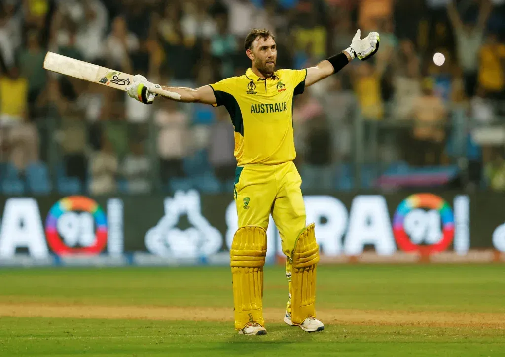 File photo: australia's glenn maxwell celebrates after world cup match