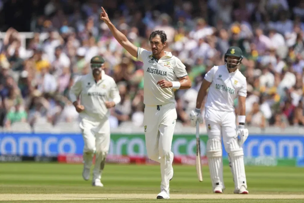 Mitchell starc's bail trimmer sent back tristan stubbs•jun 14, 2025•associated press