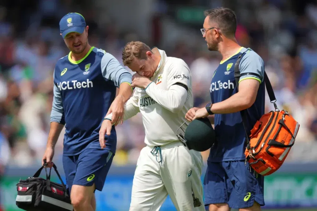 Steven smith went off the field with an injury sustained while attempting to take a catch in the slips•jun 13, 2025•associated press