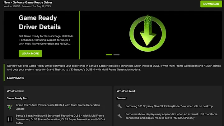Nvidia driver 580 2
