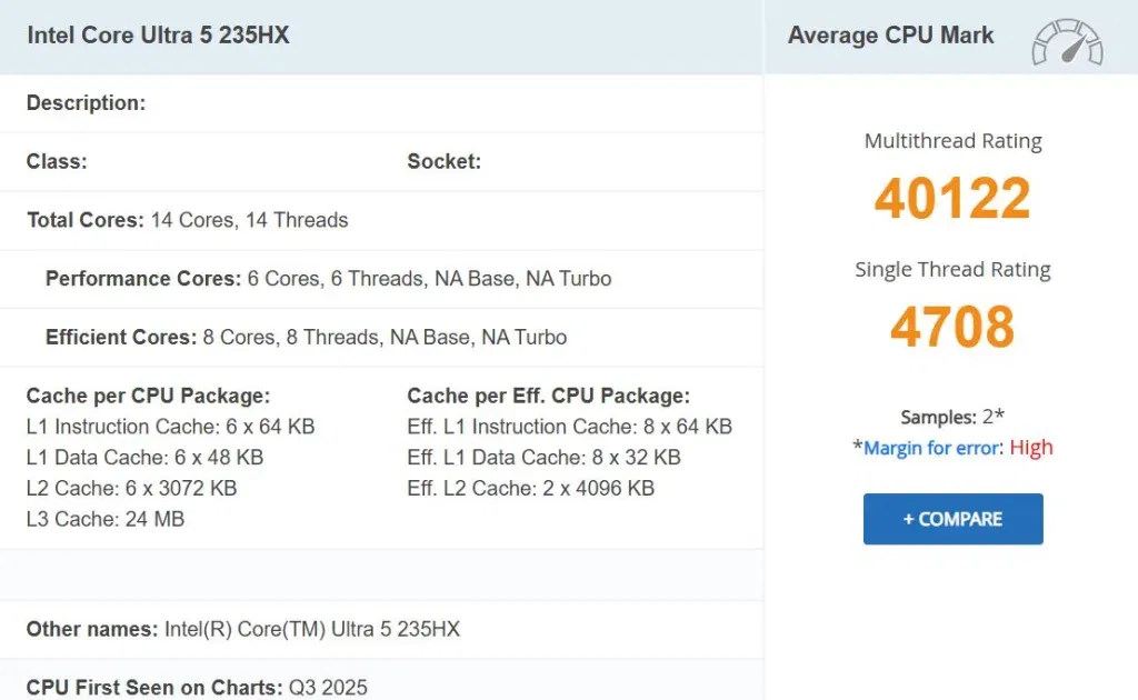 Core Ultra 5 235HX