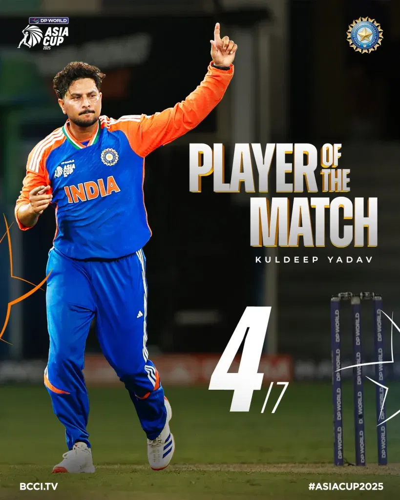 India Annihilates UAE in Record-Breaking Asia Cup Display as Kuldeep Yadav Claims Four-Wicket Haul